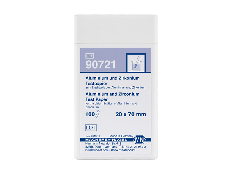 Qualitative Aluminum/Zirconium test paper, 10 mg/L Al³⁺ / 20 mg/L Zr⁴⁺